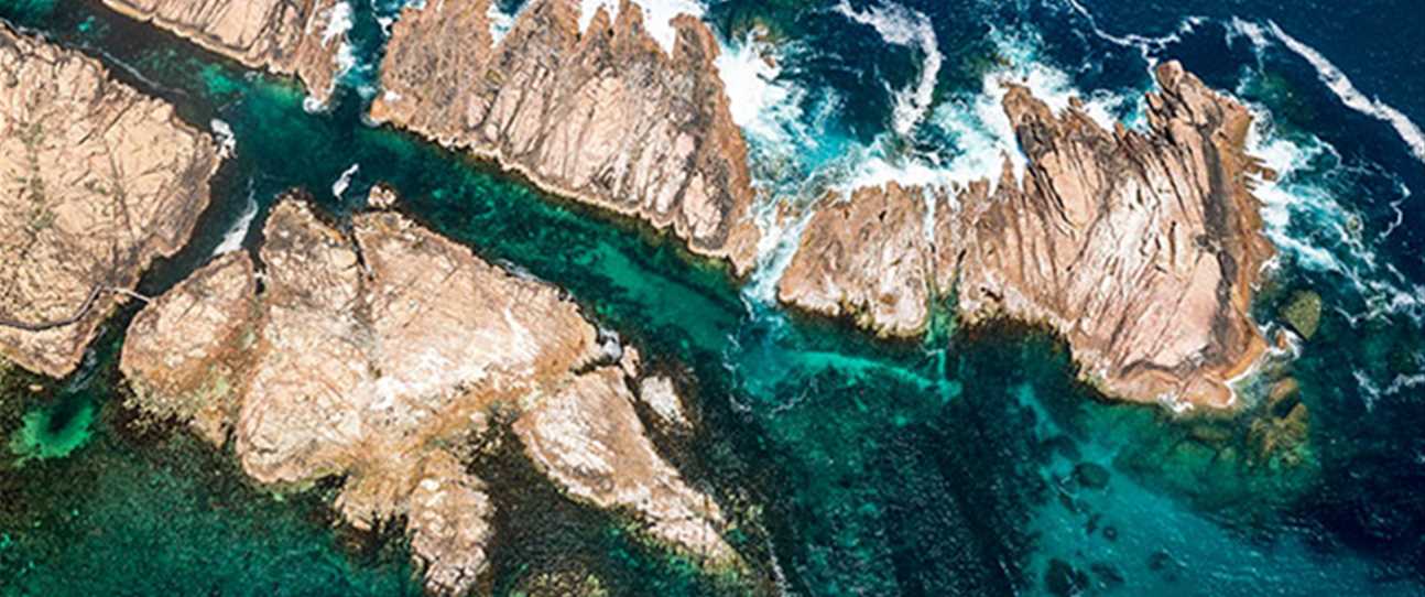 An aerial view of Canal Rocks near Yallingup (photography Martine Perret).