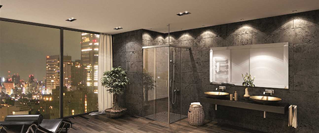 Stylish and discreet shower door fitting, wall to glass application.
