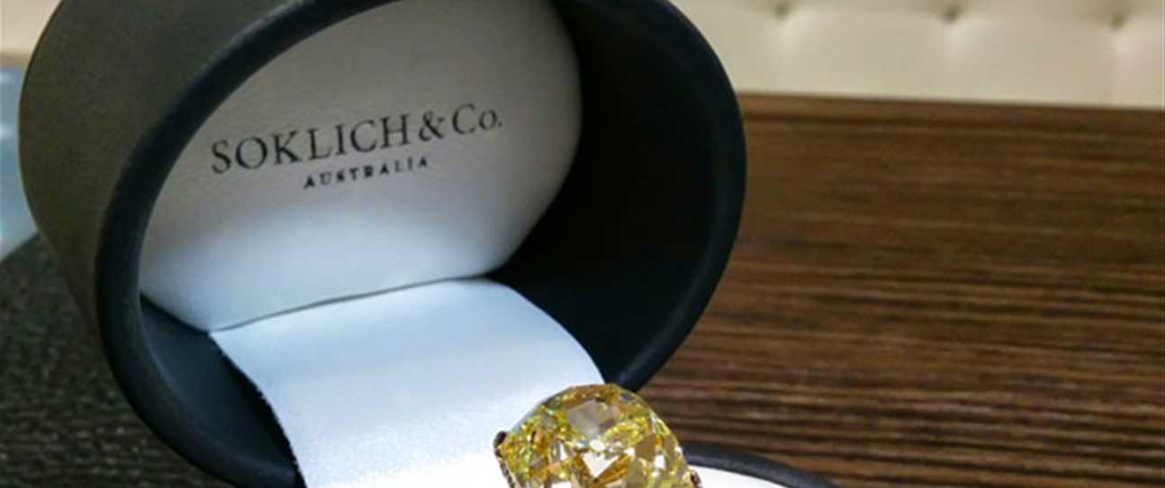 On display on the day, and available for sale, this rare 19.69ct mine-cut Ellendale yellow diamond, worth $2million and reportedly the biggest ever seen in WA.
