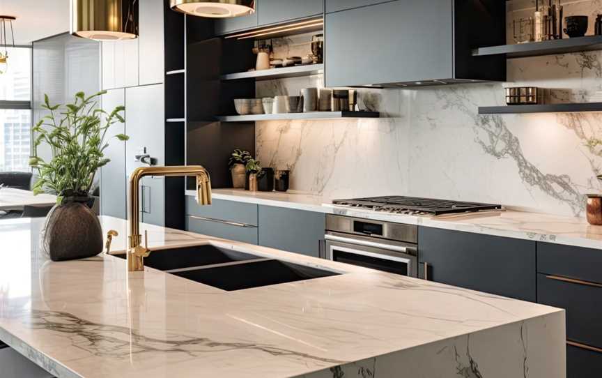 Luxurious Kitchen Style With Marble Worktops and Handleless Cabinetry