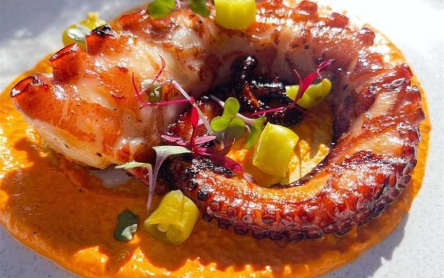 Chargrilled Abrolhos Island Octopus with Romesco sauce