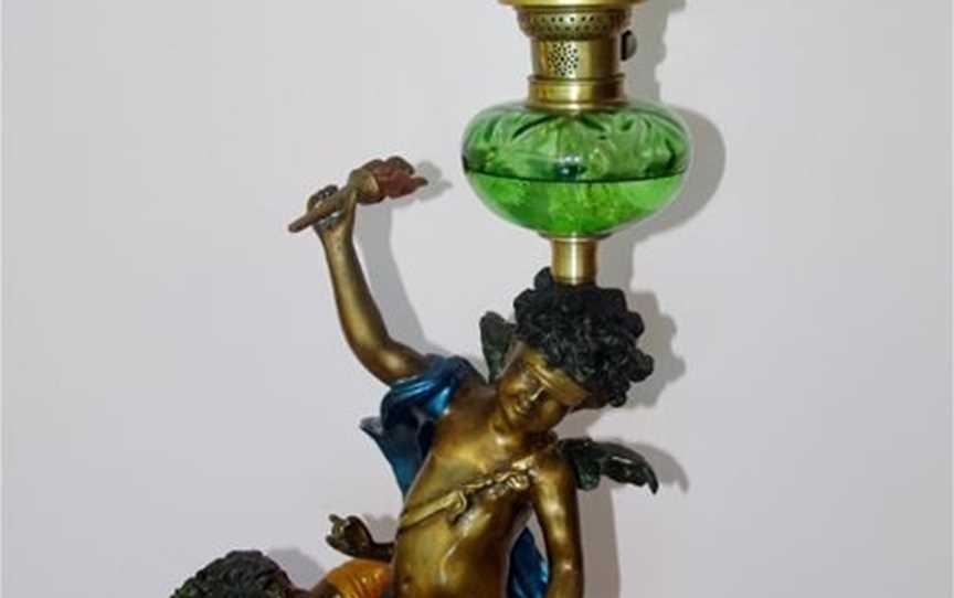 Original Bronze Figural Kero/Oil Lamp