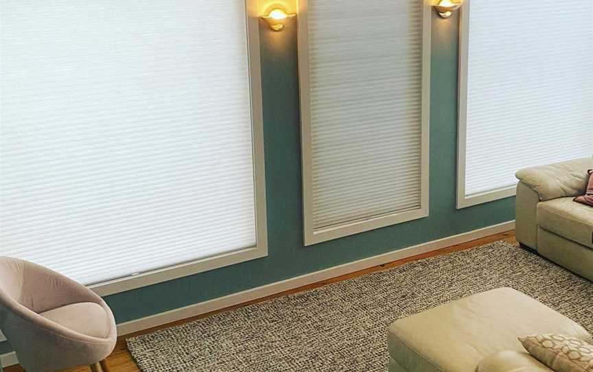 Honeycomb cordless blinds - great for keeping the heat in and the electricity bills down!