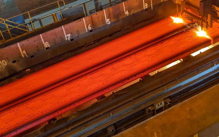 Cutting the steel slabs ready for the Hot Strip Mill