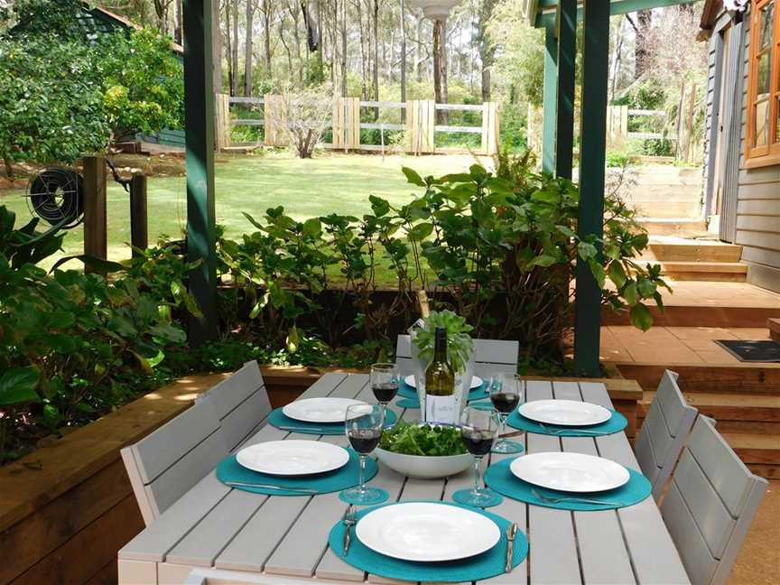 Cottage Outdoor Dining with Forest Views