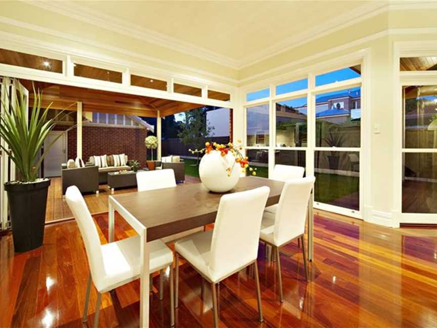 Home extension with open plan living and gleaming jarrah floorboards