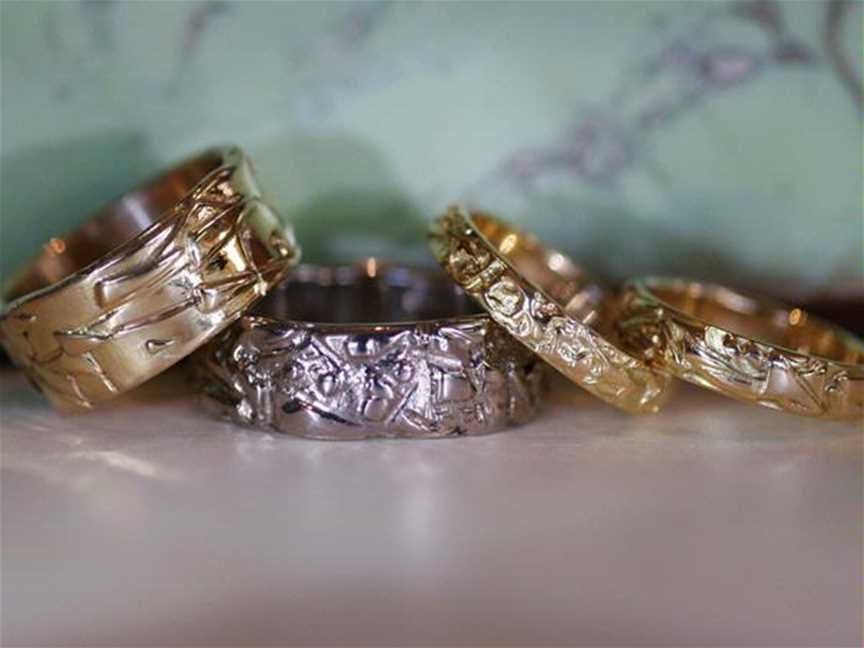 Hand crafted designs in 18ct Yellow, Rose and White Gold, as well as sterling silver. Custom orders welcome.