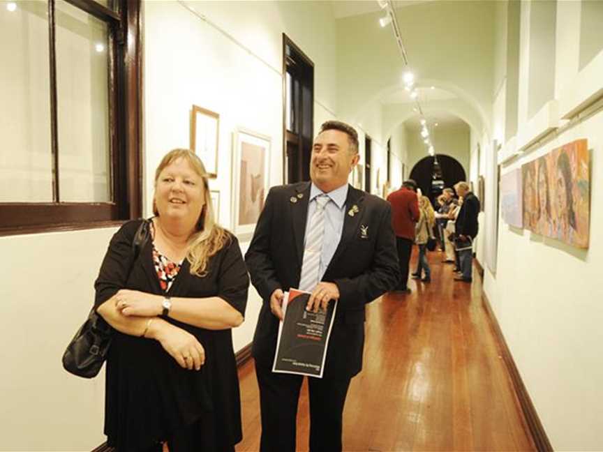 Councillor Mick Wainwright and wife Julie at an exhibition opening. Image by Toni Wilkinson.