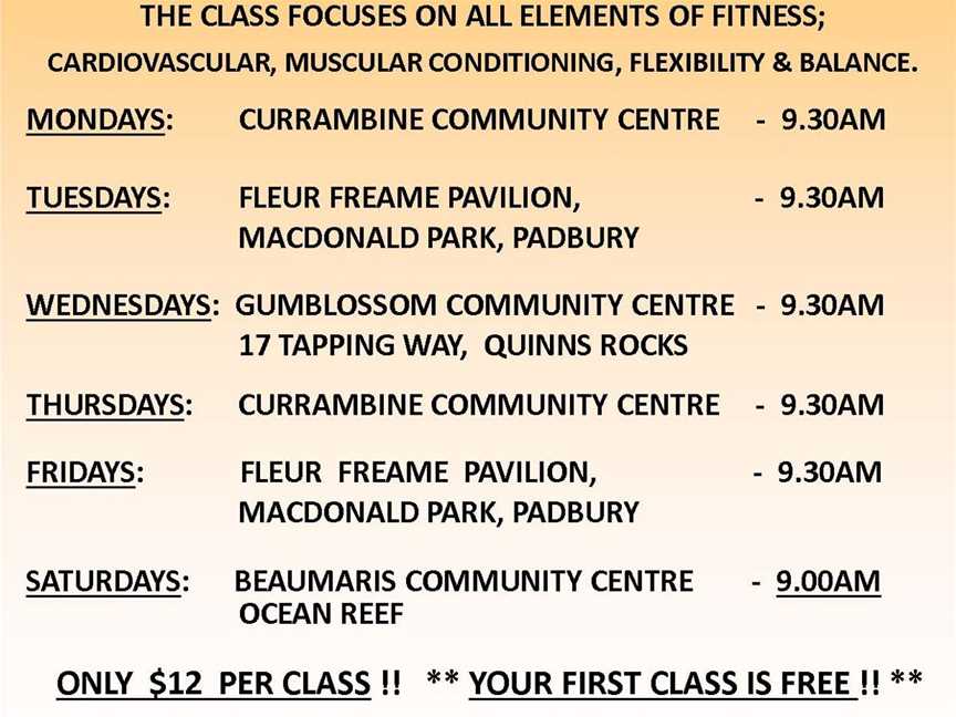 Zumba Gold with Jane, Social clubs in Currambine
