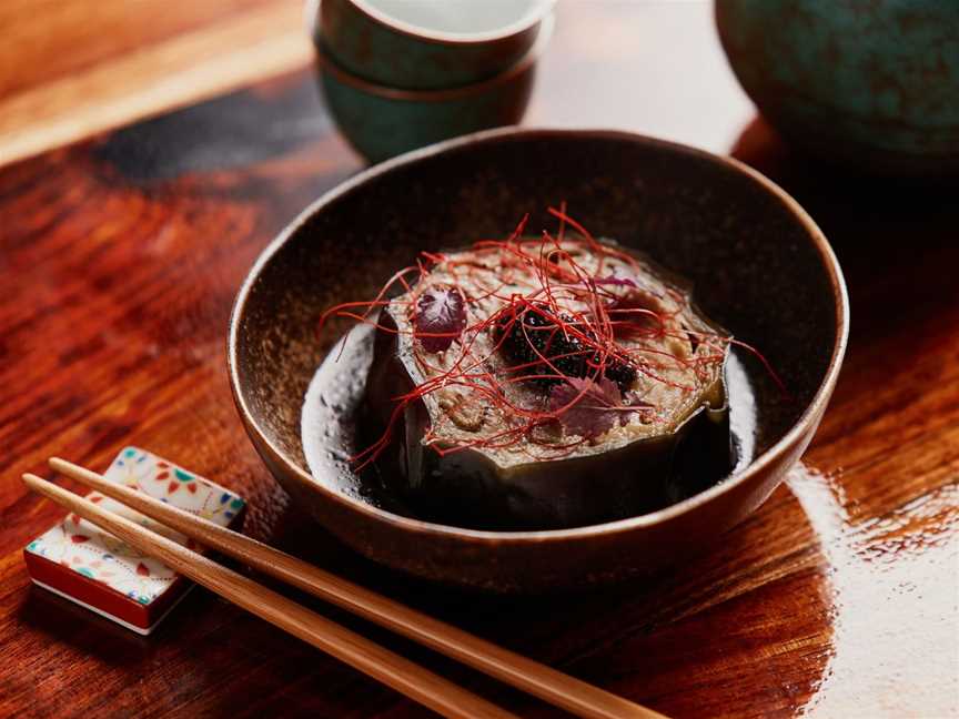 Slow cook japanese eggplant, esturgeons caviar, chilli