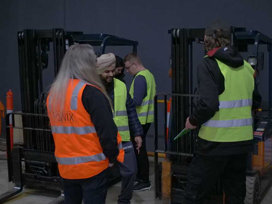 Students at Trainix during a forklift course