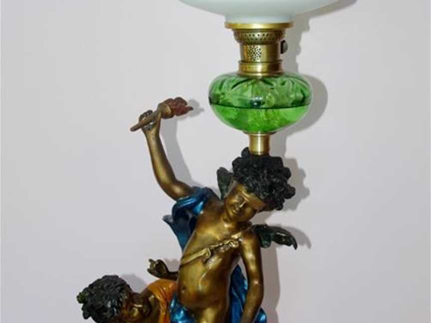 Original Bronze Figural Kero/Oil Lamp