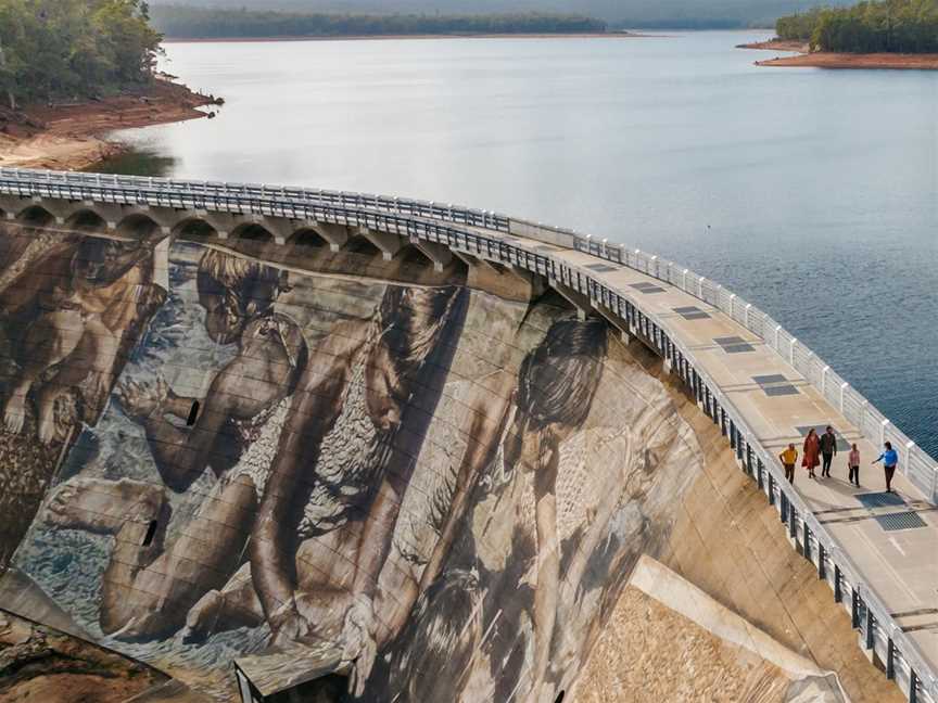 Wellington Dam Mural 8000sqm along the WiilmanBilya 87km five-night walking trail - small group commentary, tours & transfers available for your family, friends & group. Collie, Western Australia