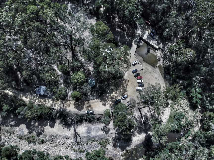 Aerialperspectiveof O' Brien's Crossingin Lerderderg State Park