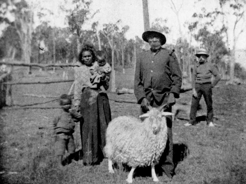 Beautiful Angorabillygoatandgoatherdfrom Barambah Aboriginal Settlement CQueensland C1912(17317337705)