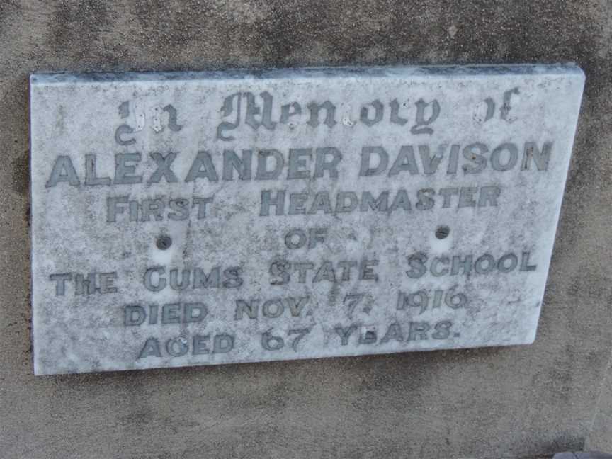 Alexander Davisonheadstone CThe Gums Cemetery C2016