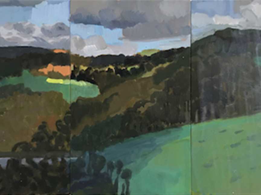 Jane Martin, LOWDEN TRIPTYCH, 2017, oil on 3 boards, each 32 x 20cm