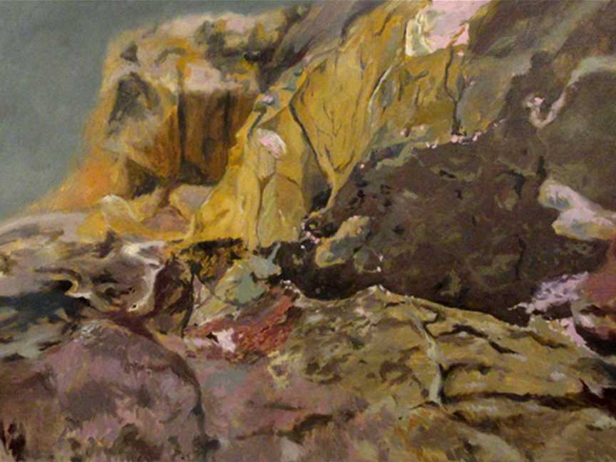 Kevin Robertson, YELLOW OPAL GLACIER, 2017, oil on canvas, 120 x 330.5cm