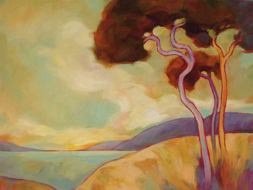 Jean Sher - Late Summer Hill and Trees, Oil on Canvas 355 x 405 mm