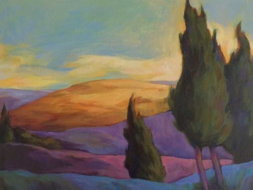 Jean Sher - Late Evening Hills-Tuscany, Oil on Canvas 355 x 405 mm