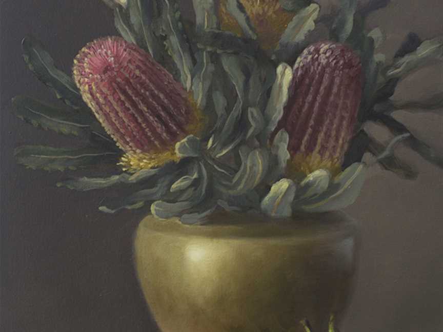 Firewood Banksia & figs, oil on canvas, 64 x 48 cm