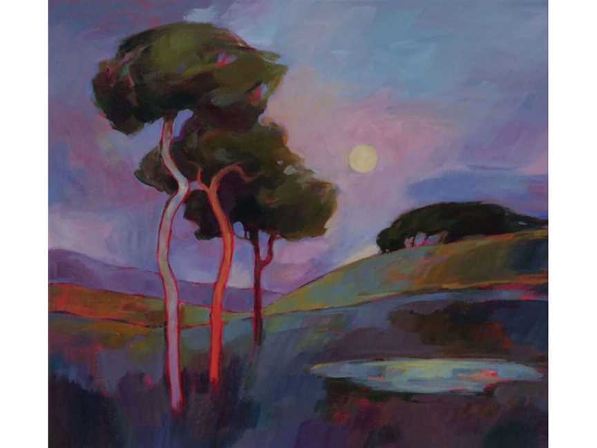 Jean Sher - Moon Rising over SW Paddock, Oil on Canvas, 355 x 405 mm