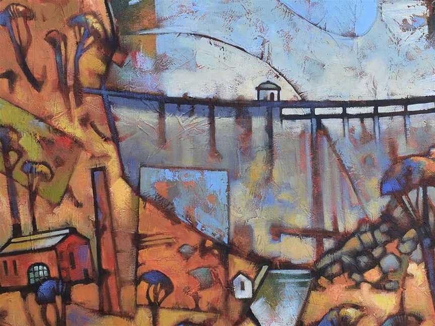 Malcolm Lindsay, 'The Weir' (detail), 2018, acrylic on canvas, 106 x 81 x 4 cm