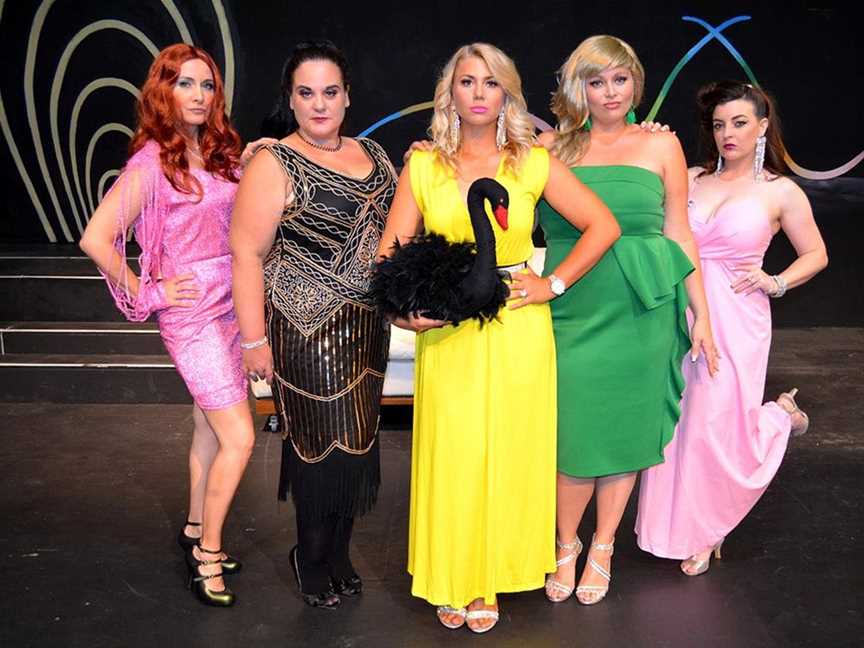 Meet The Real Housewives of Perth… Beezus (Kate Elder, left), Lulu (Hayley Green), Joanne (Naomi Cooper), Babette (Katherine Blower) and Penny (Tania Morrow).
