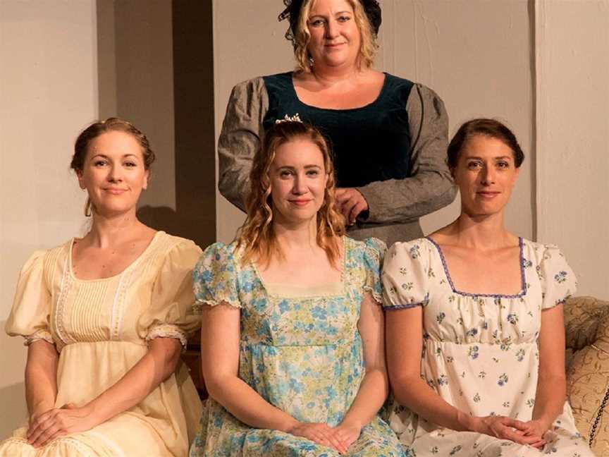 Sense and Sensibility focuses on the Dashwood family: sisters Margaret (Sarah Harris, left) Marianne (Michelle Ezzy) and Elinor (Olivia Darby) and their mother (Michelle Sharp, at back).