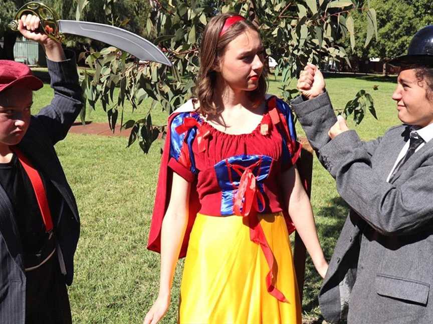 Rag (Caitlin Jackson, left) and Tag (Bianca Patchett) are out to get Snow White (Aimee Croston).