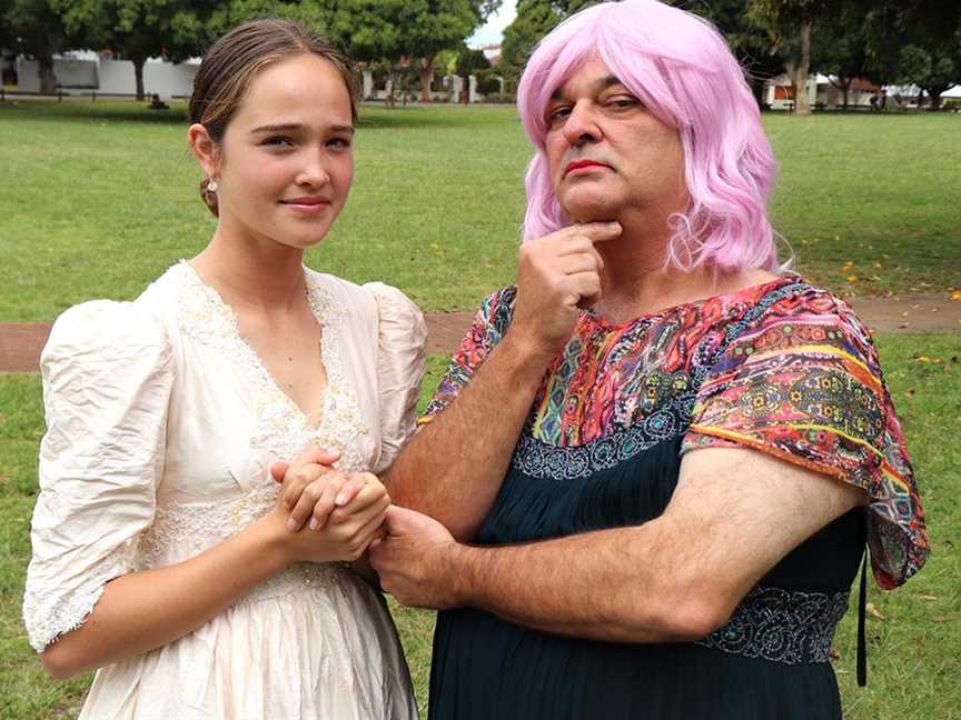Cinderella (Aimee Wills, left) and her stepmother Lady Halfcock (Peter Niblett).