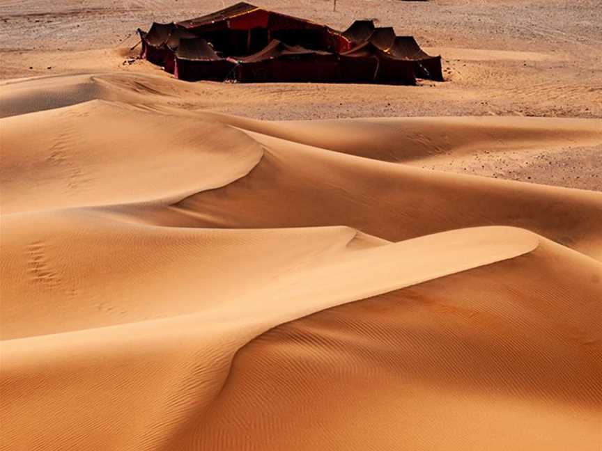Camel trader camp in Morocco’s Sahara Desert