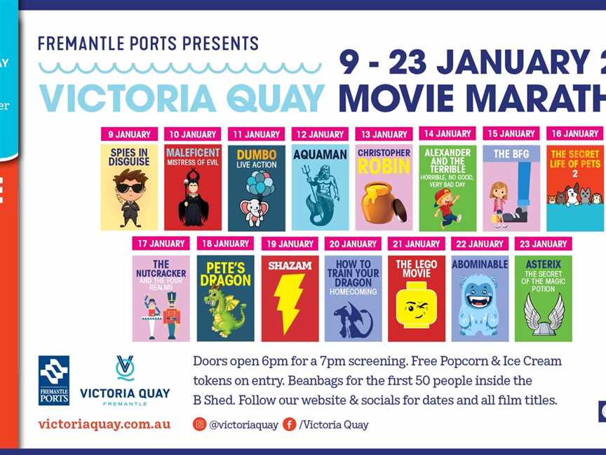 Victoria Quay Free Movie Marathon, Events in Fremantle