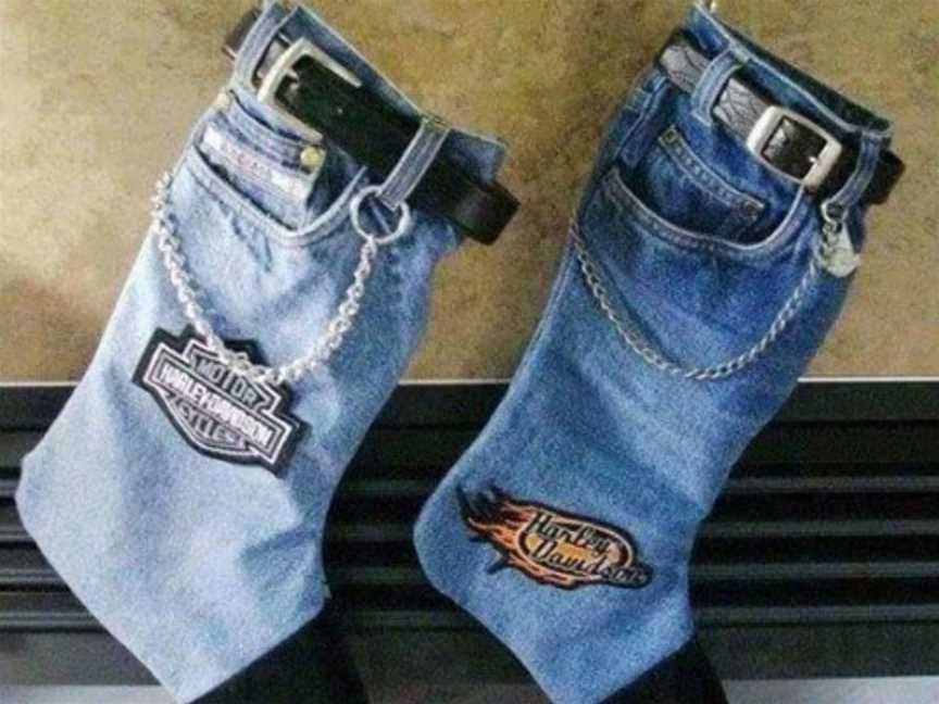 jeans made into Christmas stockings