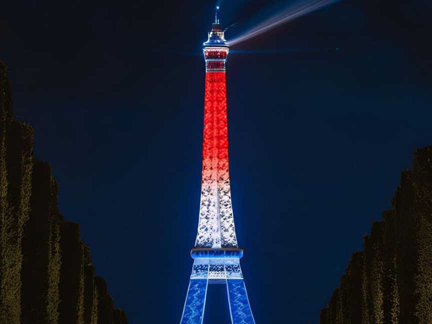 Eifel Tower shinning with French Flag Coloured Lights