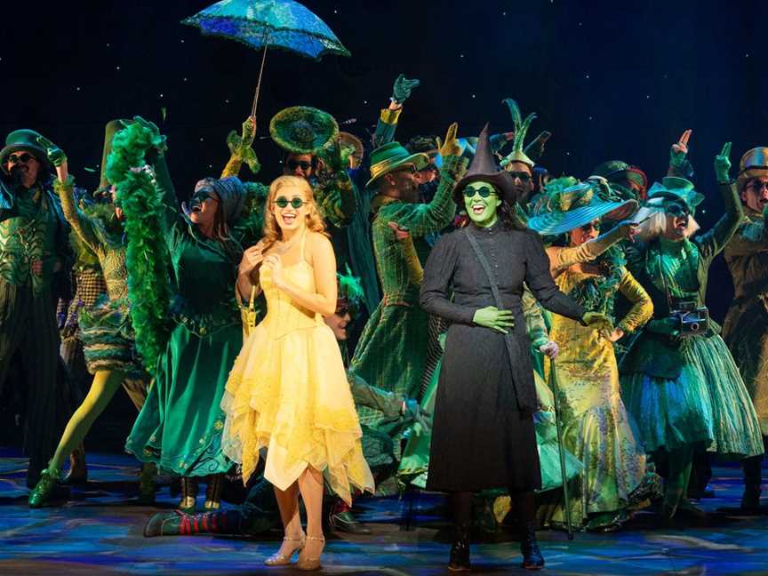 Courtney Monsma, Sheridan Adams and Ensemble in WICKED (c) Jeff Busby.